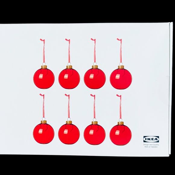 IKEA VINTERFINT Bauble Glass Tree Ornaments Red 2 1/4" (8 Ornaments) - Picture 2 of 3